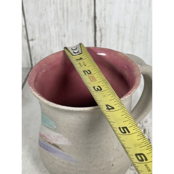Hand Thrown Pottery Coffee Mug Tea Cup Studio Art Pottery Pink Blue Purple - Picture 4 of 5